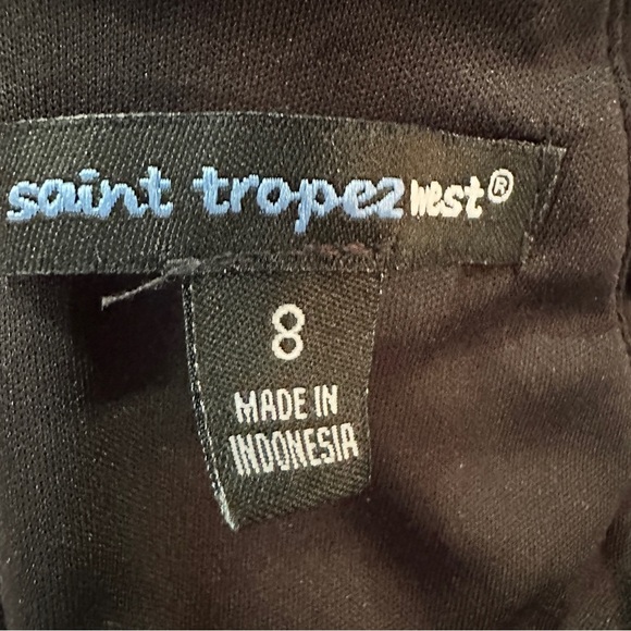 Saint Tropez West Black Ruffle Sleeve Sheath Size 8 Minimalist Quiet Luxury LBD - Picture 9 of 16